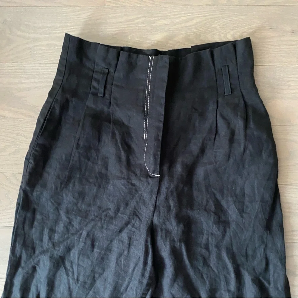 Zara Black High-Waist Paperbag Wide-Leg Pants - Picture 3 of 7